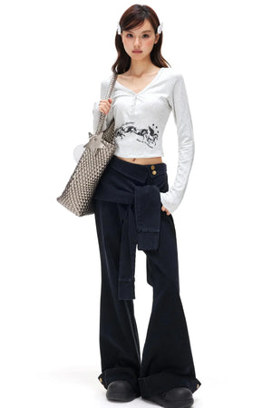 Star Shell Button Knitted Top
