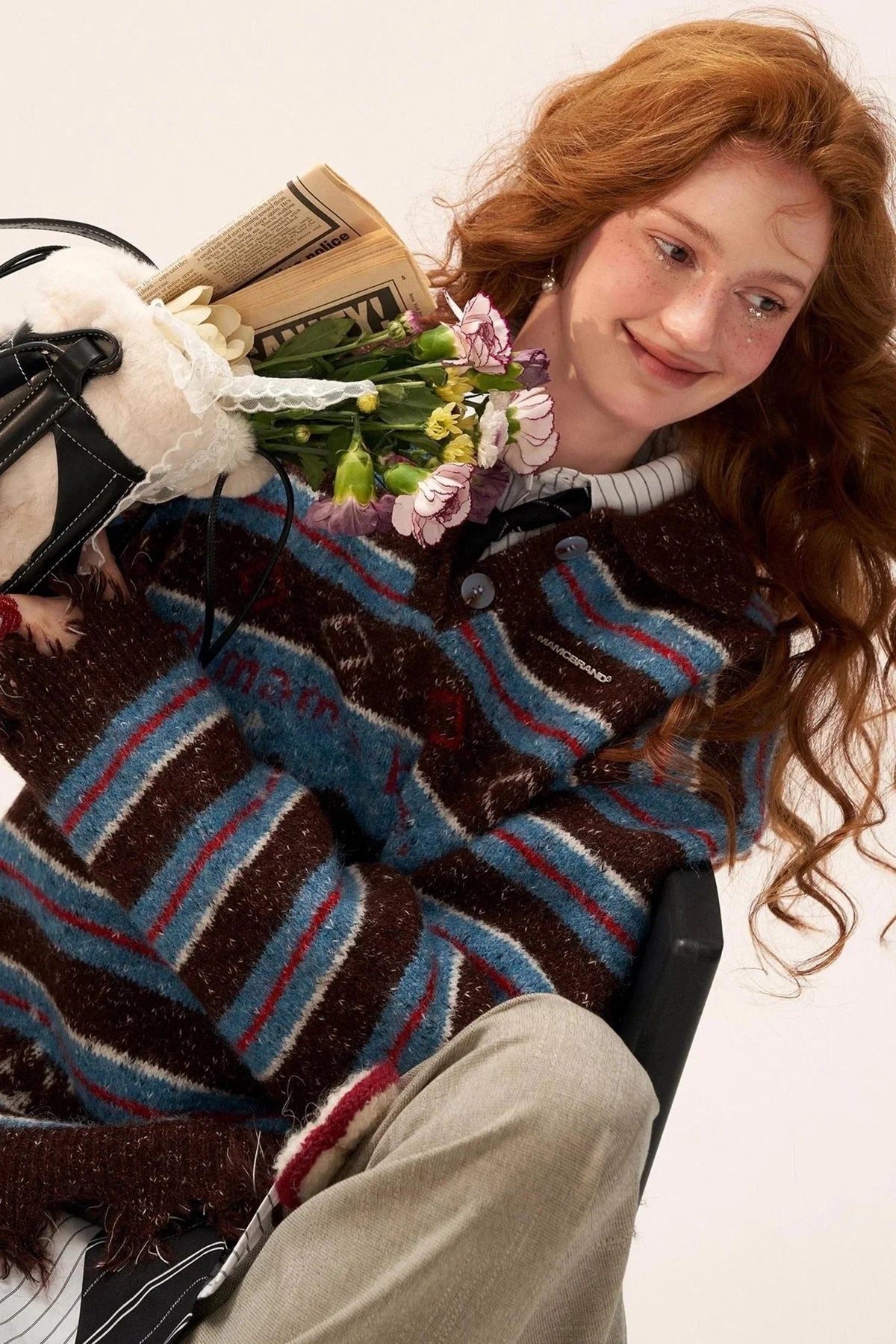 Star Stripe Polo Collar Sweater