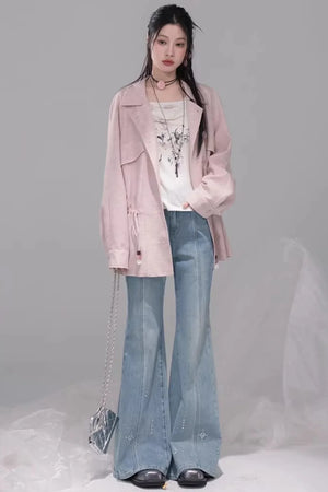 Starlight Blue Rhinestone Flared Jeans