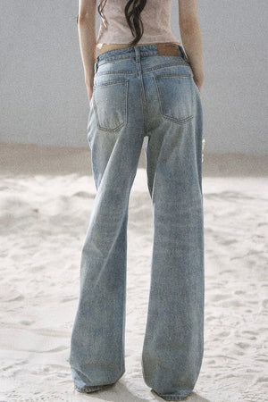 Starry Appliqué Denim Pants
