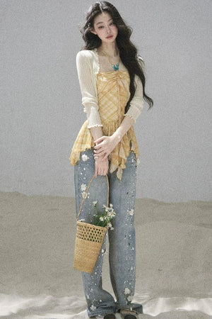 Starry Appliqué Denim Pants