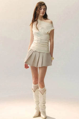 Starry Embroidered Pleated Skirt