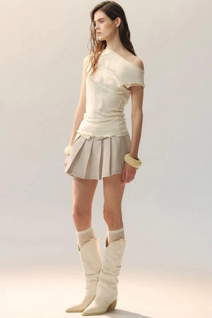 Starry Embroidered Pleated Skirt