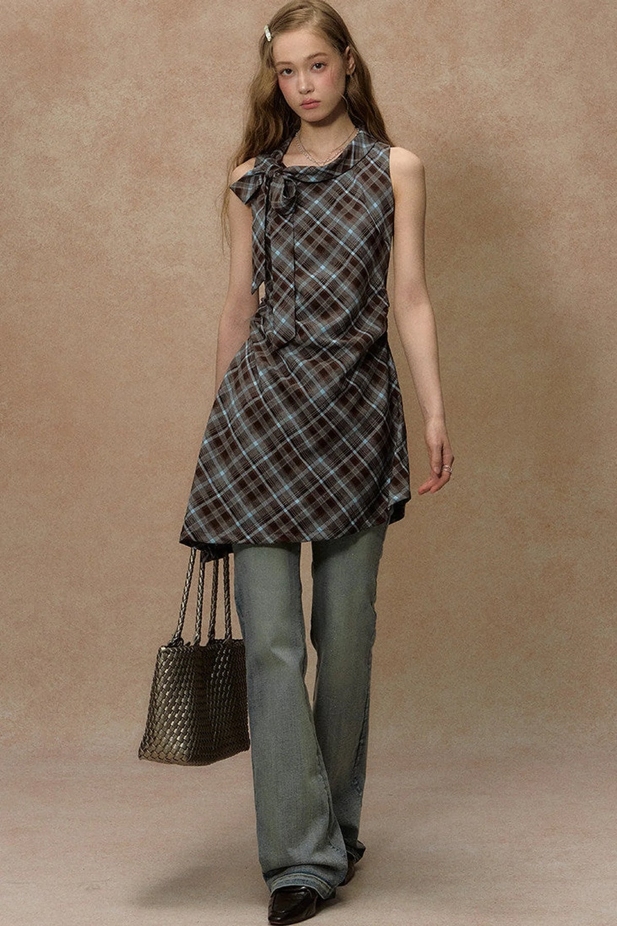 Starry Night Plaid Dress