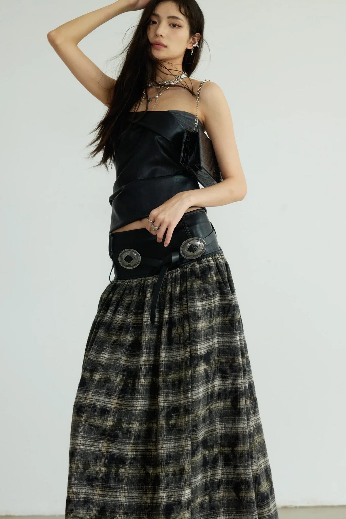 Stitched PU Leather Bandeau Top