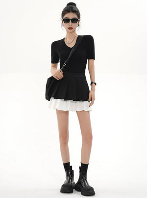 Stitching A-line Skirt