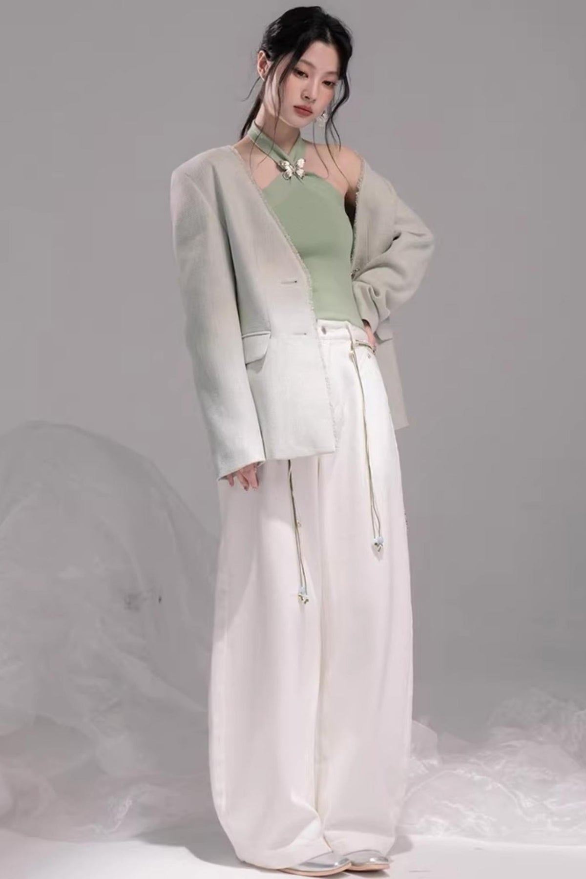 Stone White Lyocell Jeans Set