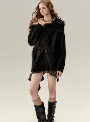 Straight Shoulder Knit Sweater