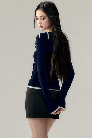 Straight Shoulder Knit Top
