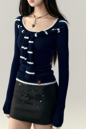 Straight Shoulder Knit Top