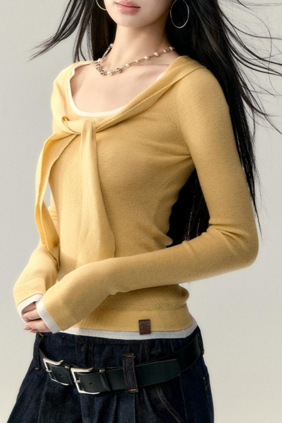 Straight Shoulder Knit Top