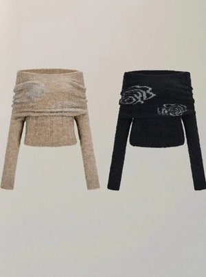 Straight Shoulder Wool Knit Sweater