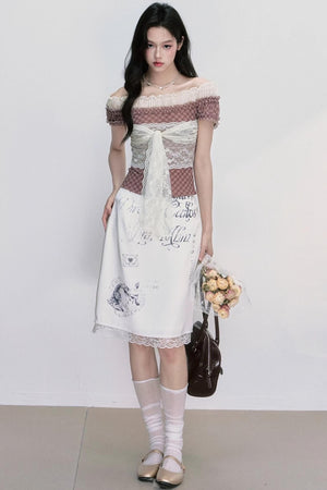 Strap Detail Off-Shoulder Lace Blouse