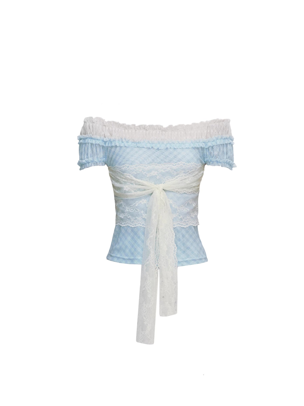Strap Detail Off-Shoulder Lace Blouse
