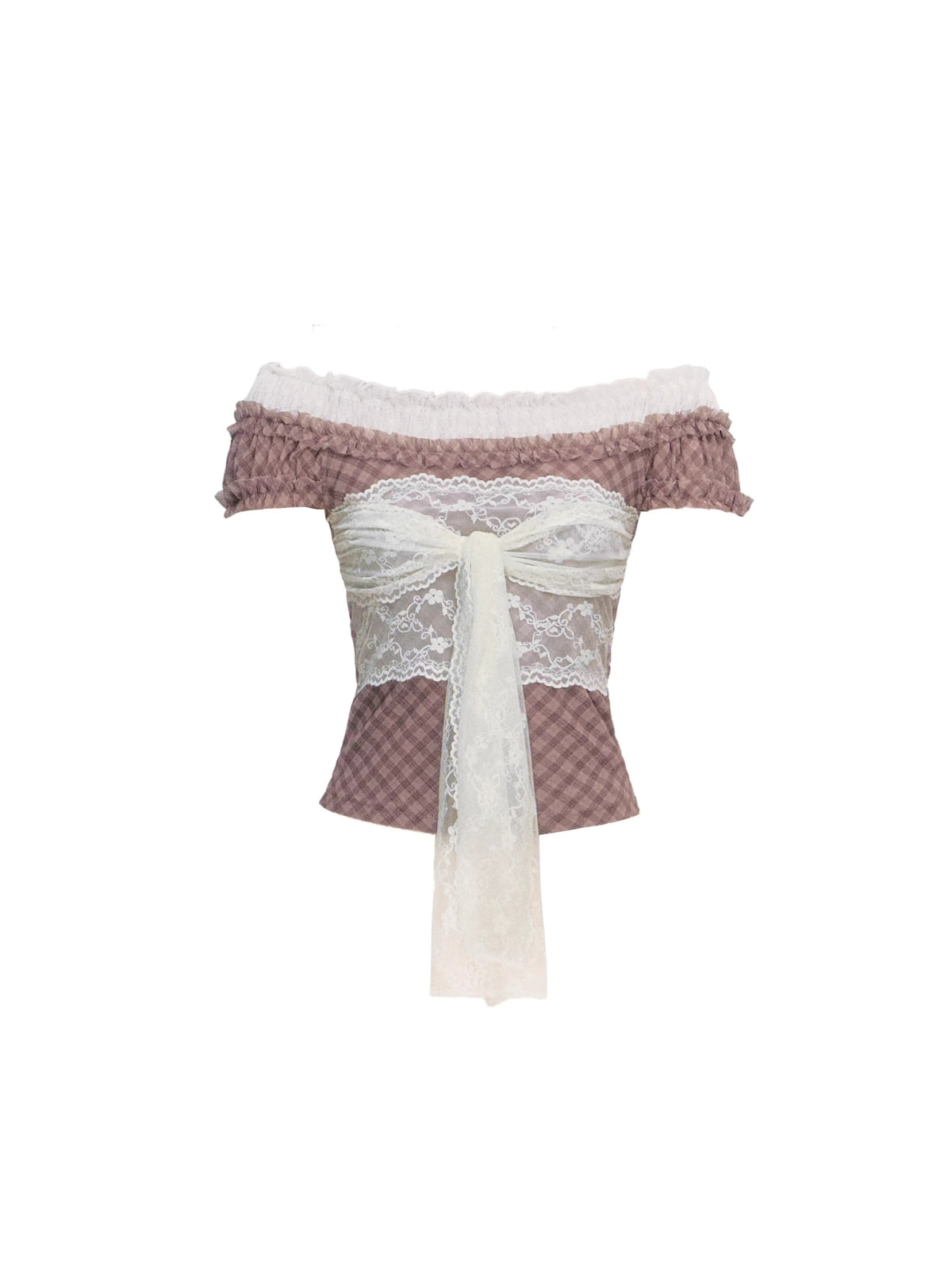 Strap Detail Off-Shoulder Lace Blouse