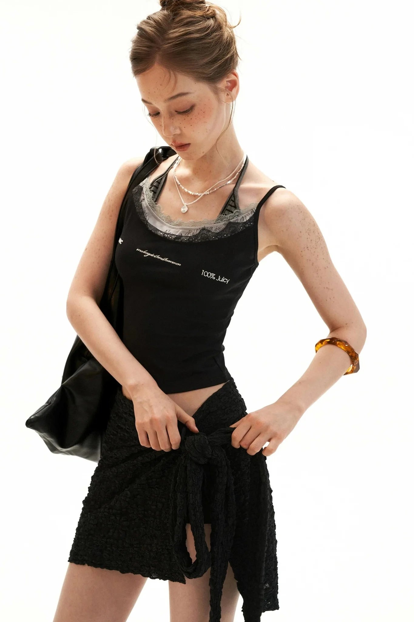 Strap Irregular Slit Skirt