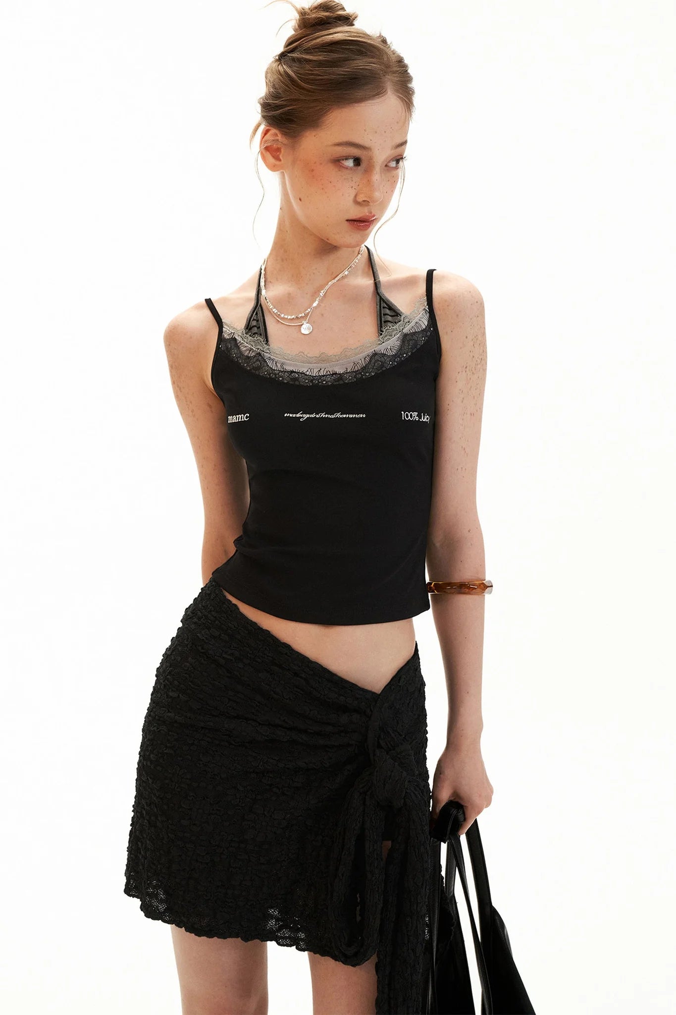 Strap Irregular Slit Skirt