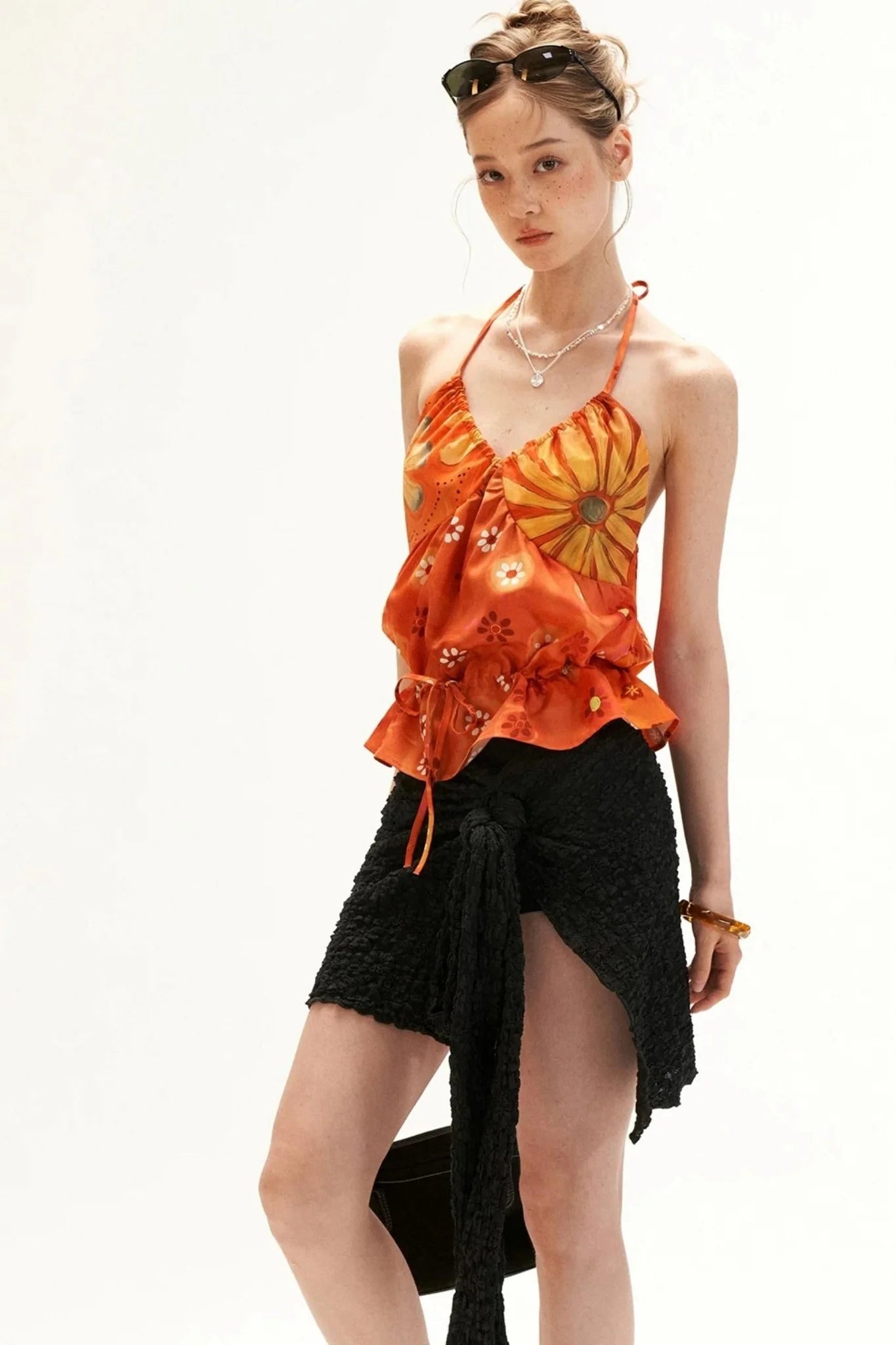 Strap Irregular Slit Skirt