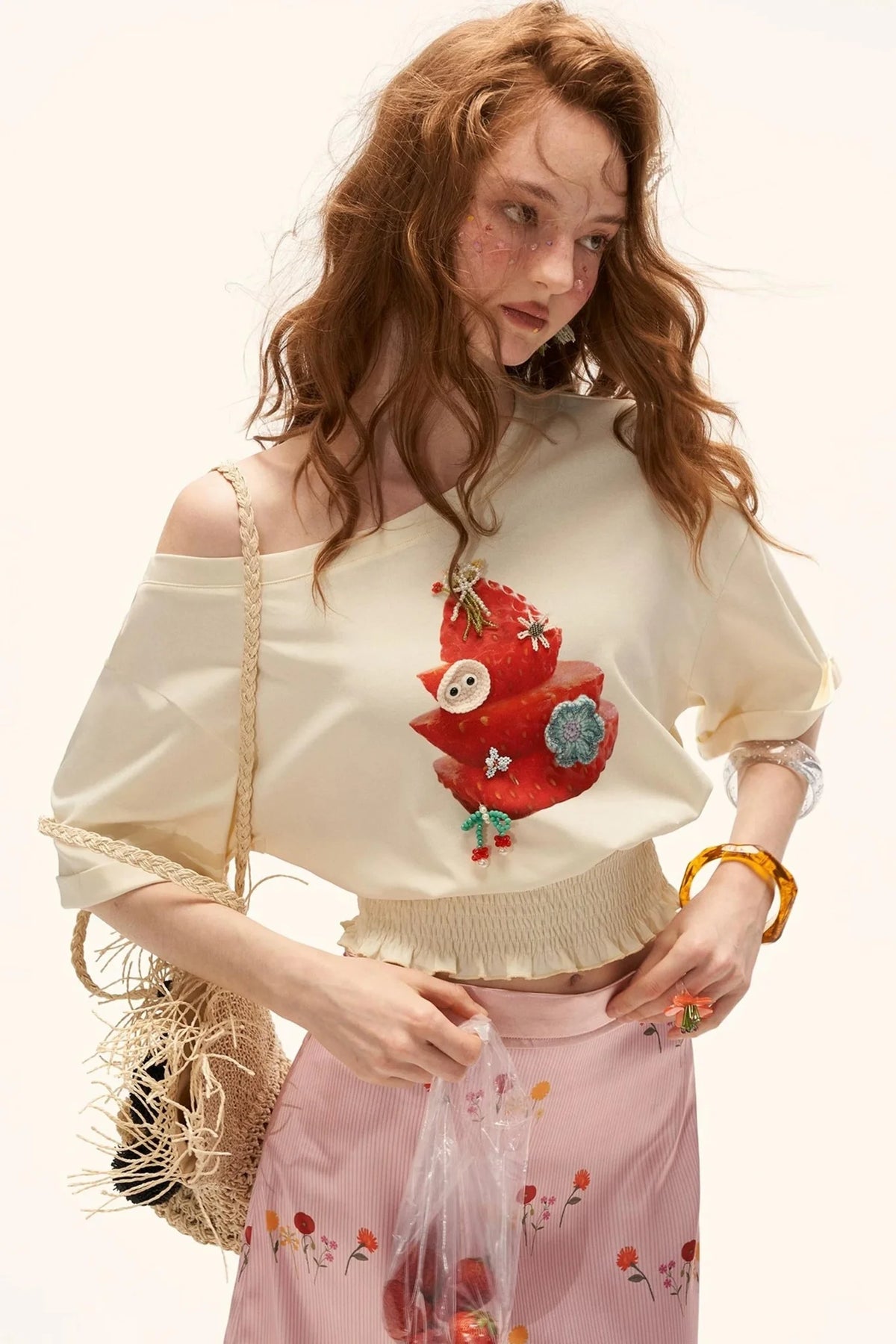 Strawberry Print Short Sleeve Top