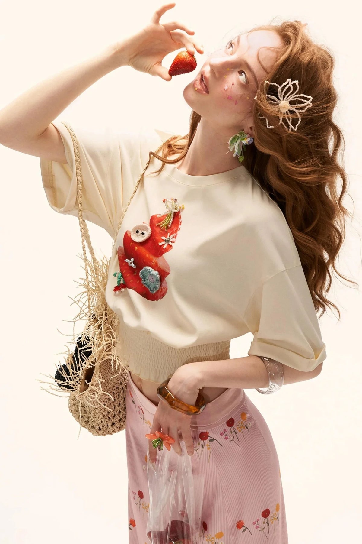 Strawberry Print Short Sleeve Top