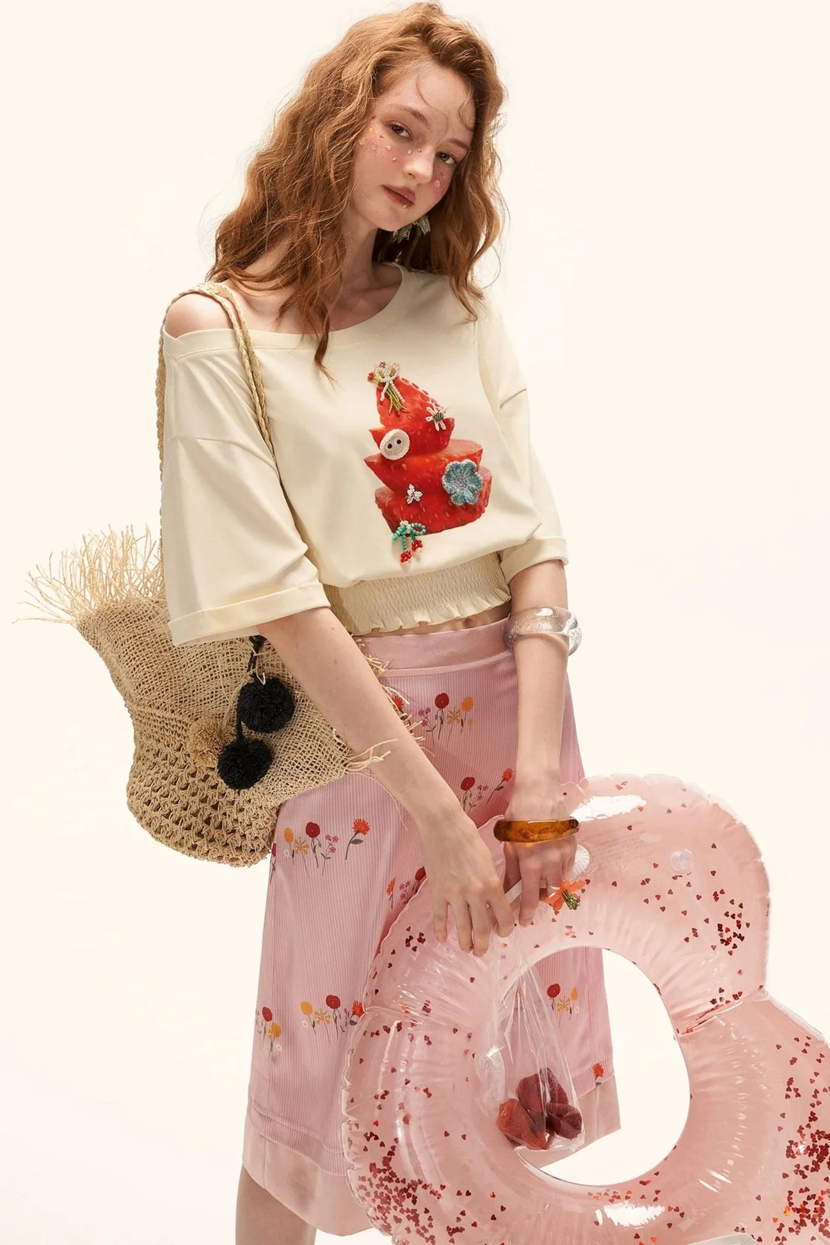 Strawberry Print Short Sleeve Top