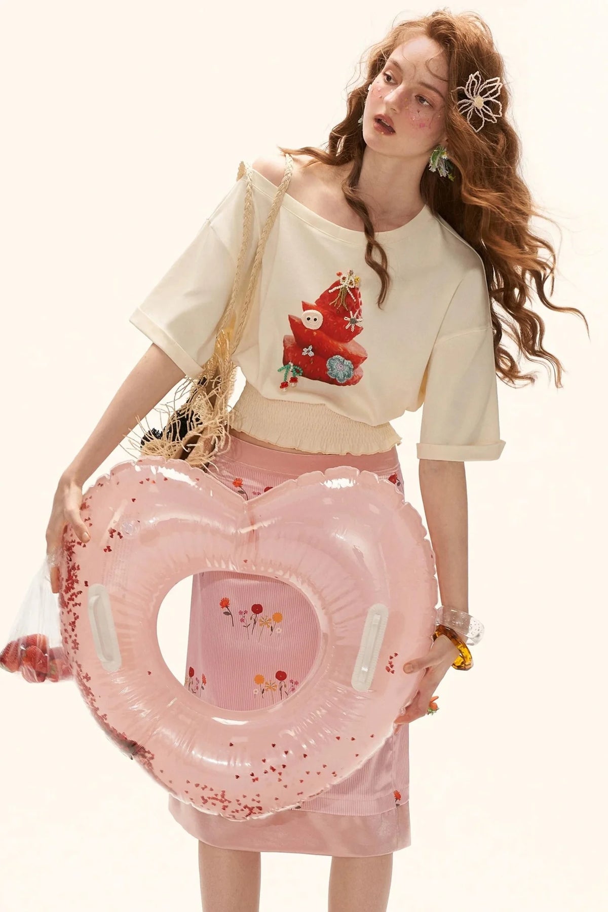 Strawberry Print Short Sleeve Top