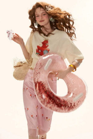 Strawberry Print Short Sleeve Top