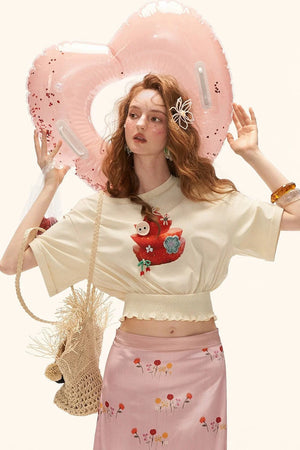 Strawberry Print Short Sleeve Top