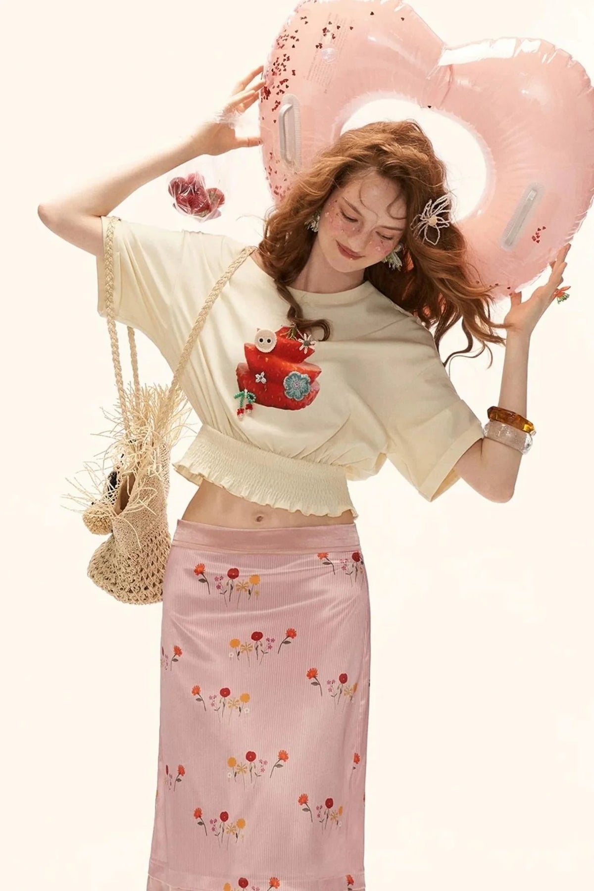 Strawberry Print Short Sleeve Top