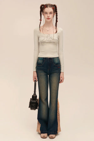 Street Super Patchwork Flared Pants