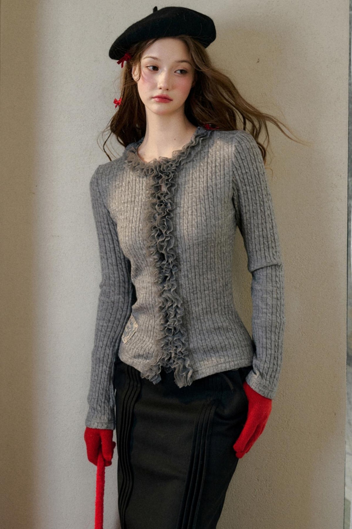 Stretch Knit Cardigan Sweater