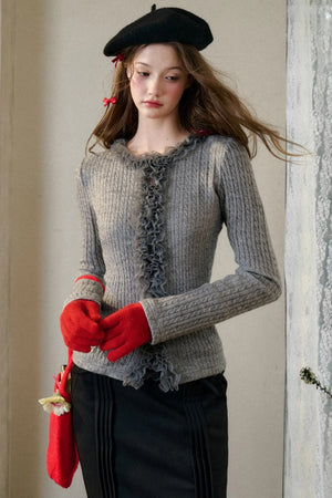 Stretch Knit Cardigan Sweater