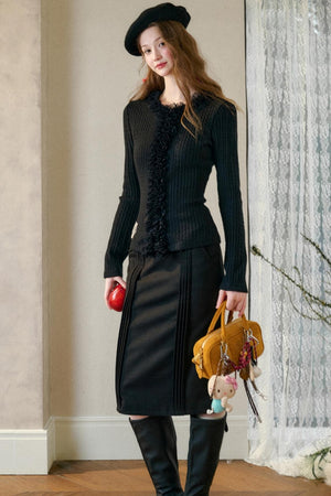 Stretch Knit Cardigan Sweater