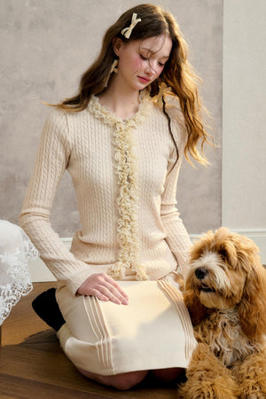 Stretch Knit Cardigan Sweater