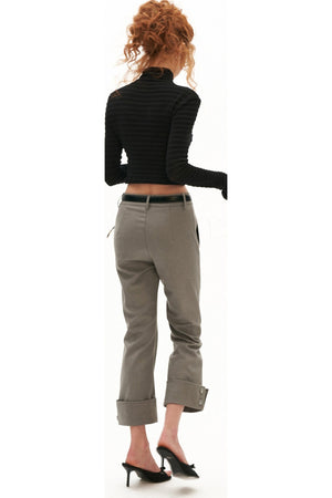 Stretch Ribbed Turtleneck Top