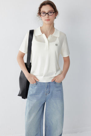 Stretch Silk Polo T-shirt