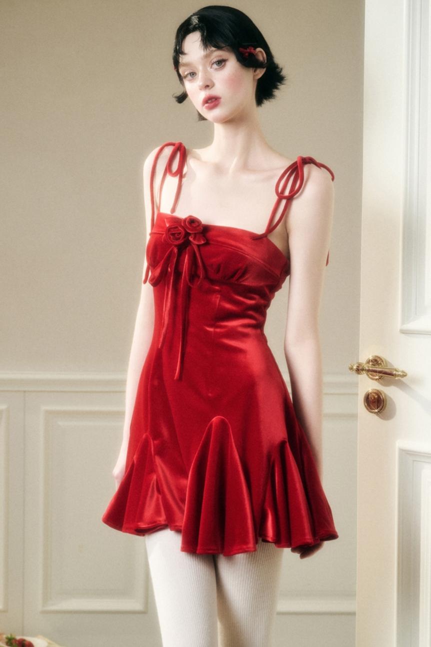 Stretch Velvet Suspender Dress
