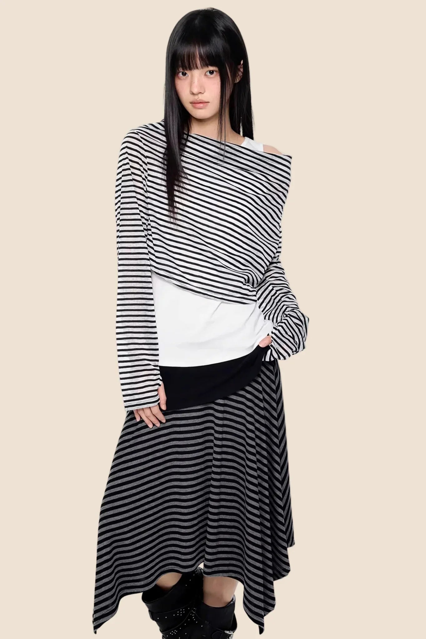 Striped Asymmetrical Lightweight Top