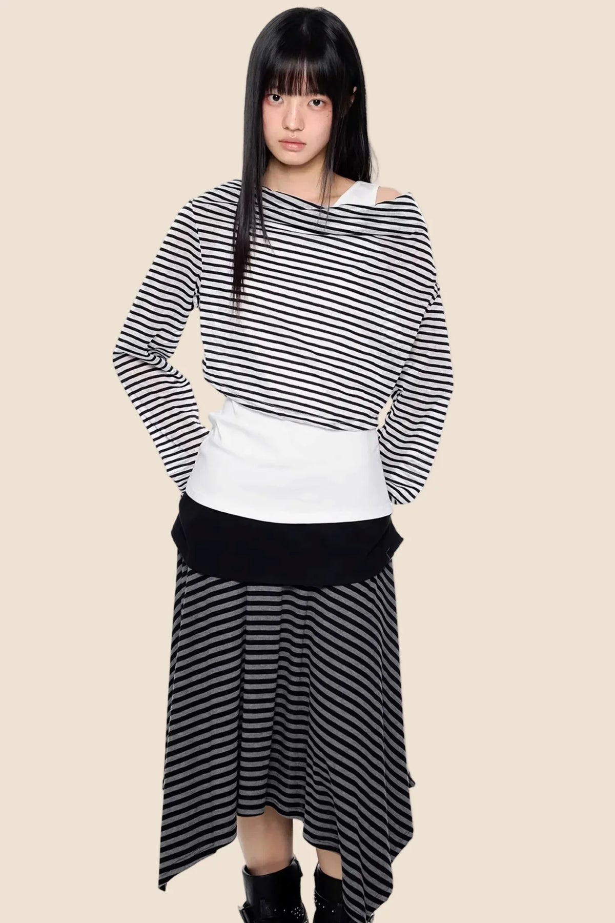 Striped Asymmetrical Lightweight Top
