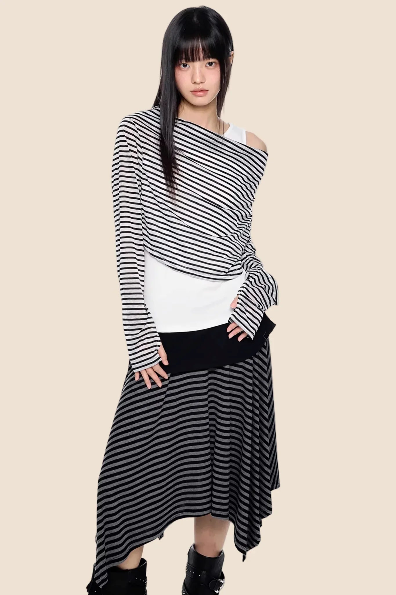 Striped Asymmetrical Lightweight Top
