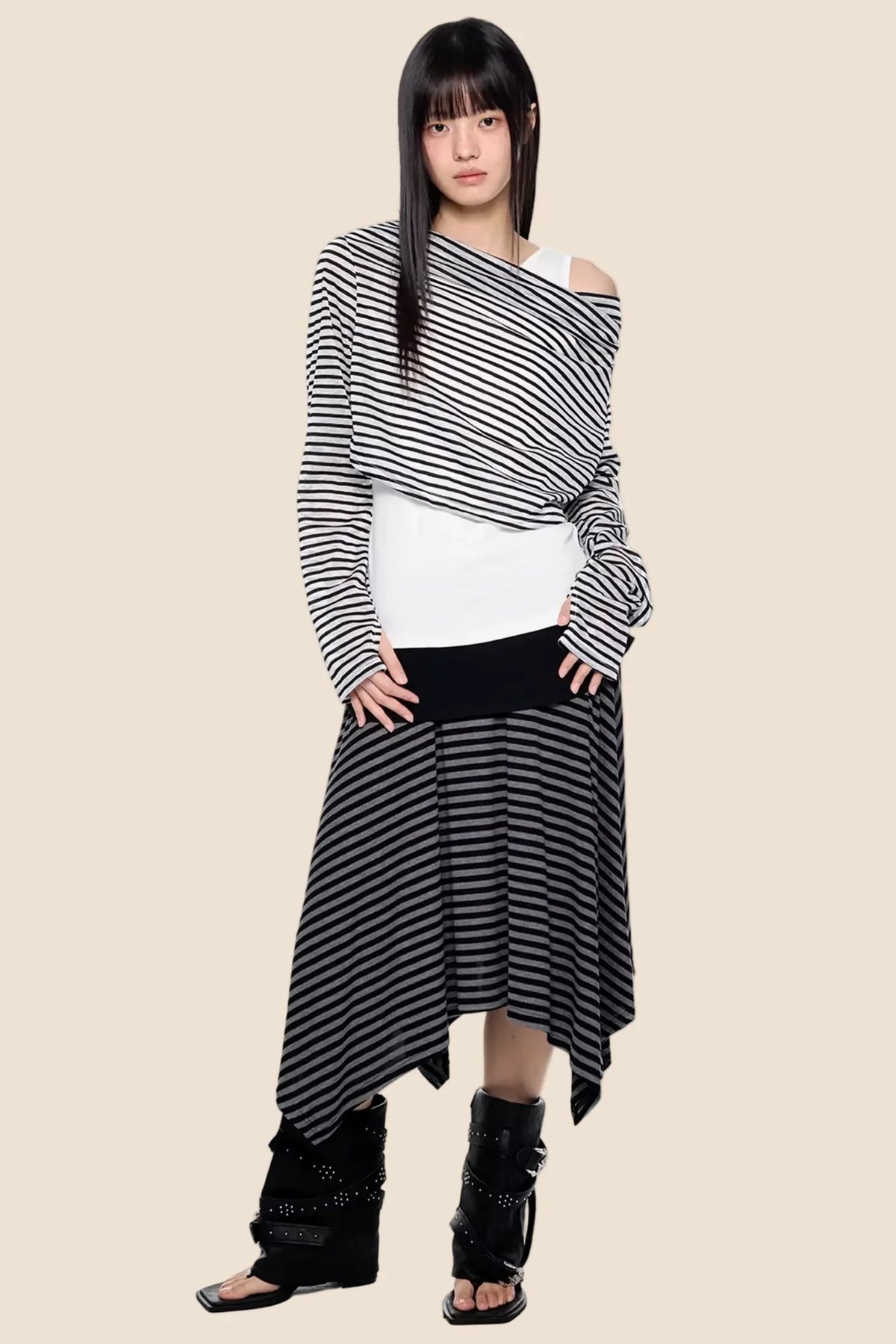 Striped Asymmetrical Lightweight Top