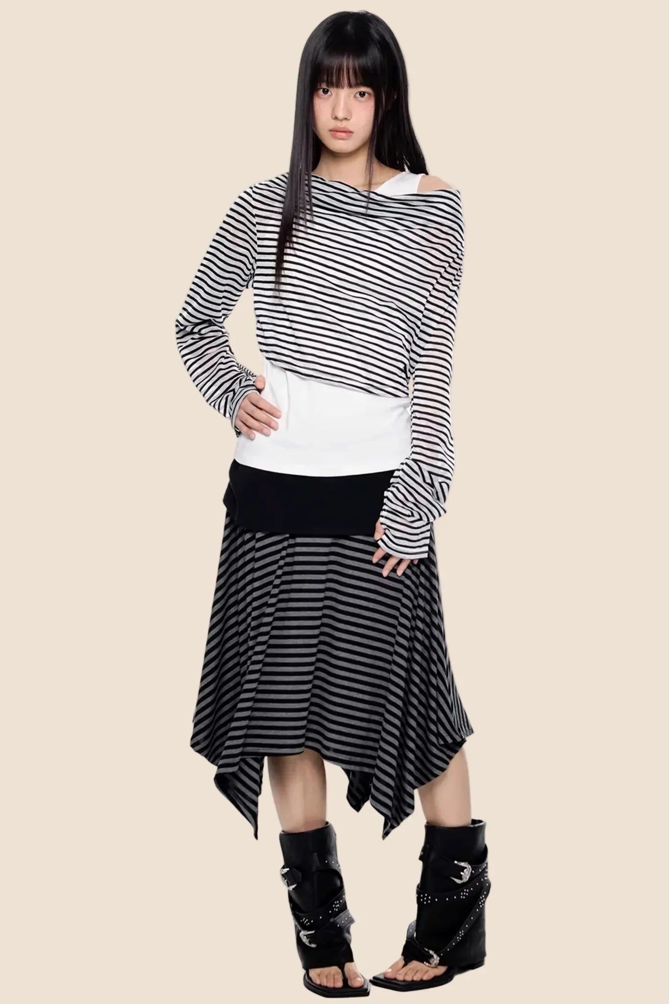 Striped Asymmetrical Lightweight Top