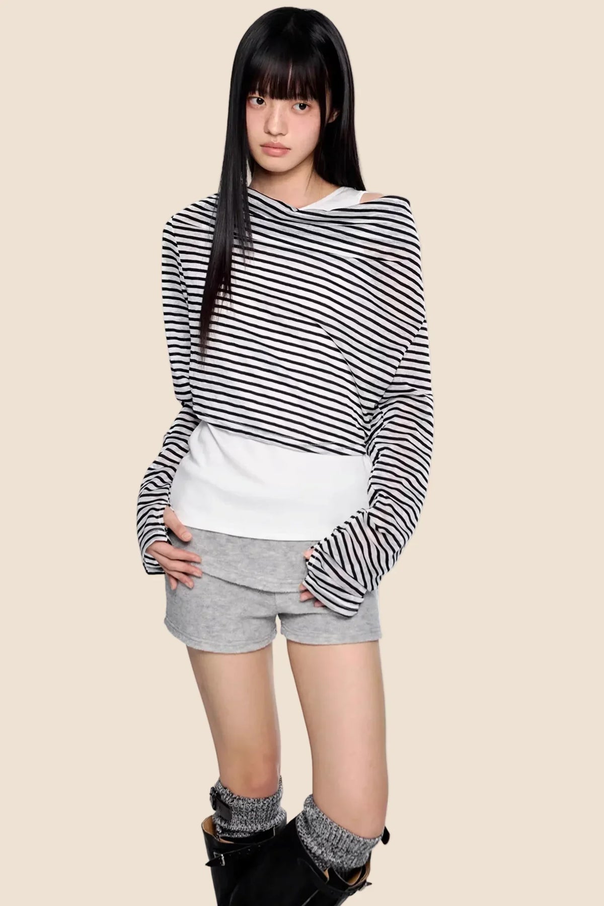 Striped Asymmetrical Lightweight Top