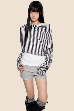 Striped Asymmetrical Lightweight Top