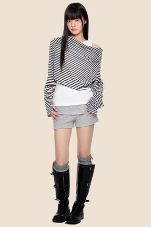 Striped Asymmetrical Lightweight Top