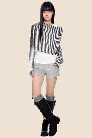 Striped Asymmetrical Lightweight Top