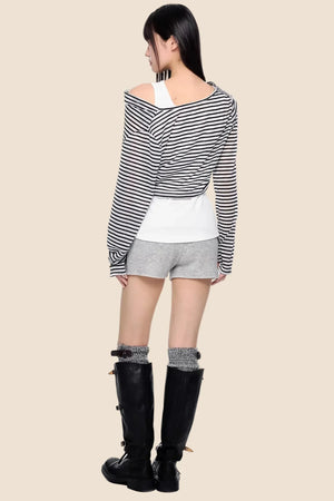 Striped Asymmetrical Lightweight Top
