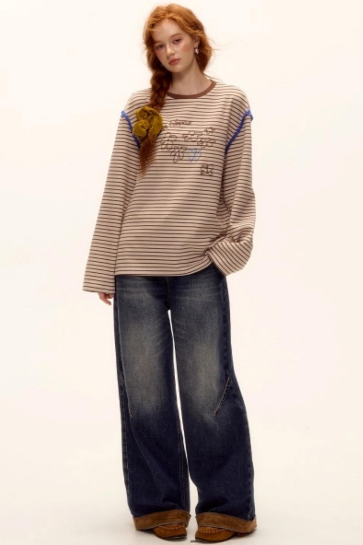 Striped Bead Embroidery Top