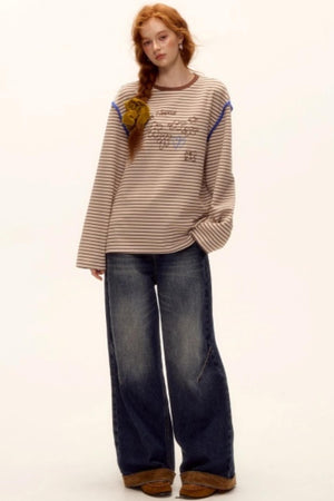 Striped Bead Embroidery Top