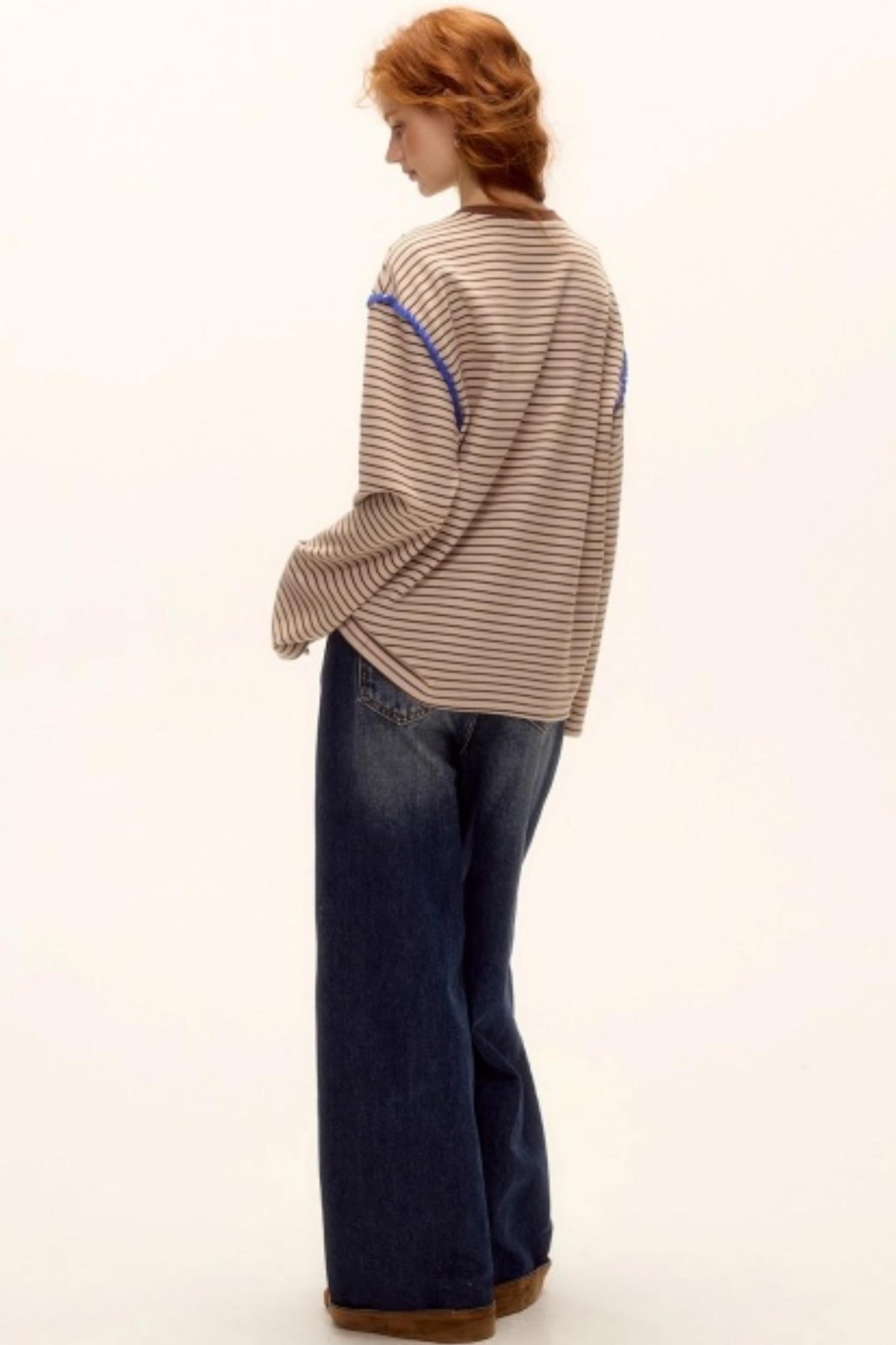 Striped Bead Embroidery Top
